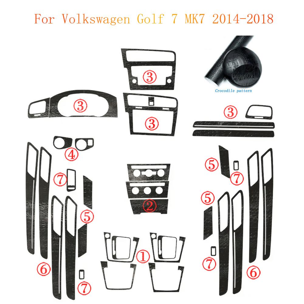 For Volkswagen Golf 7 MK7 Interior Central Control Panel Door Handle 5D Carbon Fiber Stickers Decals Car styling Accessorie