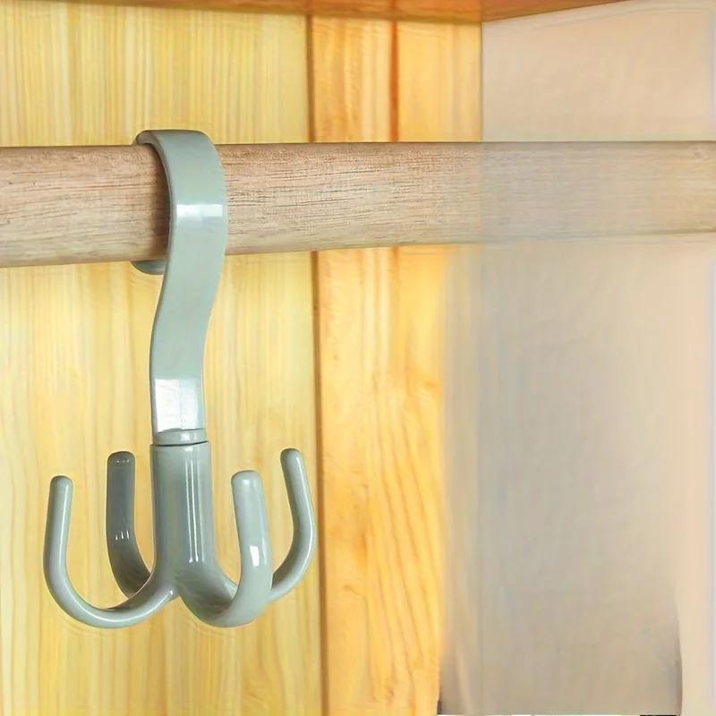 3PCS Rotary 4-claw multi-purpose hanger hook hanger, tie, scarf, clothes hanger, plastic hook shoe hanger