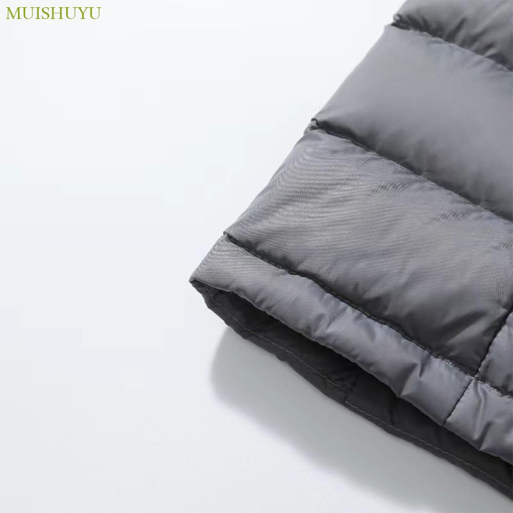 MUISHUYU Ultra-Light Inner Down Vest, 2-Way Neck, Men’s (M / Gray)