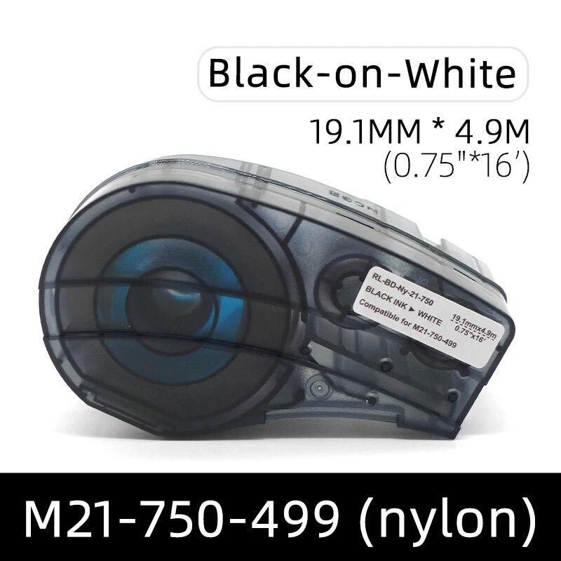 Совместимая этикеточная лента M21-750-499, нейлоновый материал для этикетировочной машины M210 M211 M210-LAB, 19,1 мм, черно-белая этикетка-наклейка
