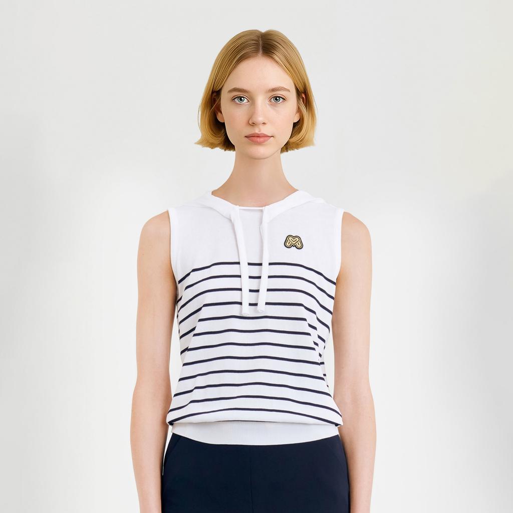 MARTINE GOLF Sailor Collar Sleeveless Sweater_White