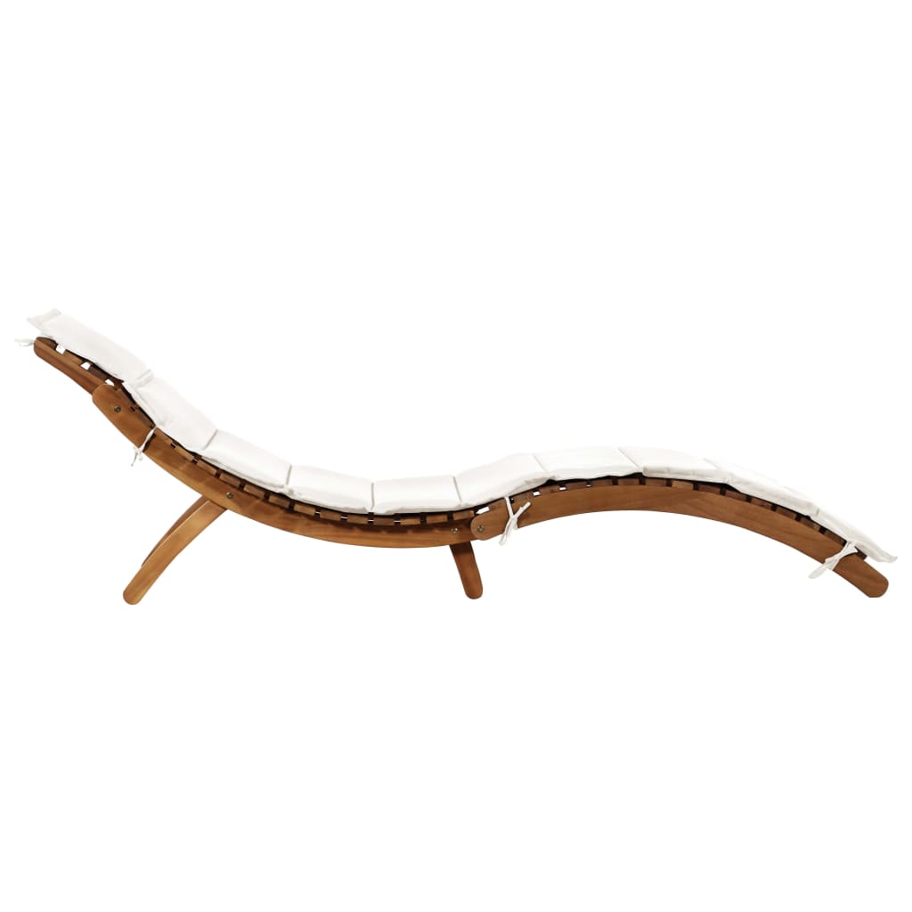 2 Piece Cream White Sun Loungers with Cushions Solid Acacia Wood