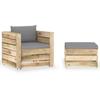 Maison Exclusive - Salon de jardin 2 pcs avec coussins Bois imprégné de vert