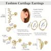 Drperfect Хирургическая нержавеющая сталь 16G Серьги-гвоздики для хряща Helix Couch Кольцо Набор пирсинговых серег Опаловые блестящие серьги