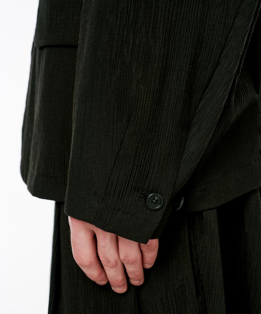 Codemorph Pleated Relaxed Fit Linen Jacket Black