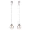 [Q2902] - Silver 'Perla' Ivory Silver Earrings (rhodium-plated) - 50x8 Mm
