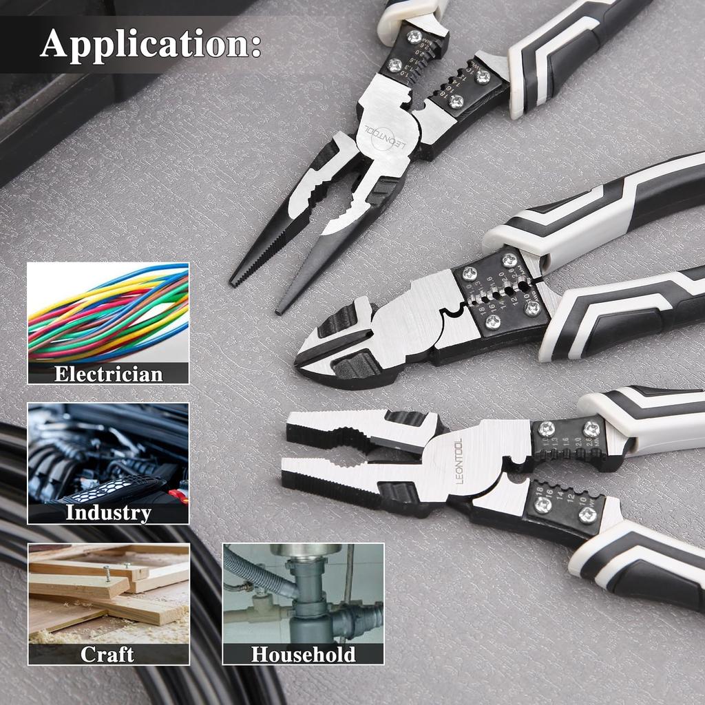 LEONTOOL Precision Power Nippers for Professional Precision Crimping Crimping Cable High with Wire and Cutting 196mm Overall Professional Grade for