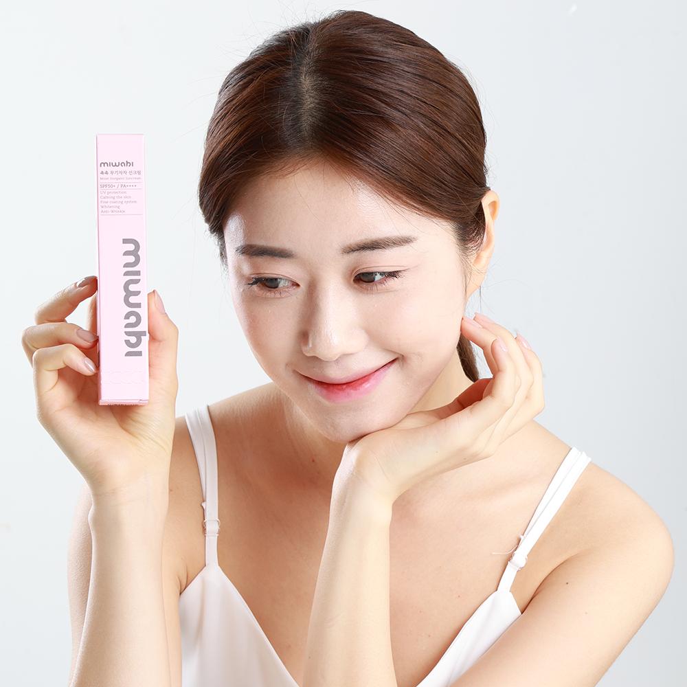 MIWABI Неорганический солнцезащитный крем, для чувствительной кожи SPF50+ PA++++ без липкости и жжения глаз, 50 мл, 1 шт.