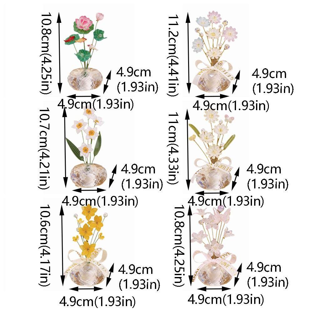 Colorful Crystal Flower Decoration Creative Car Ornaments Mini Crystal Glass Flowers Table Decor