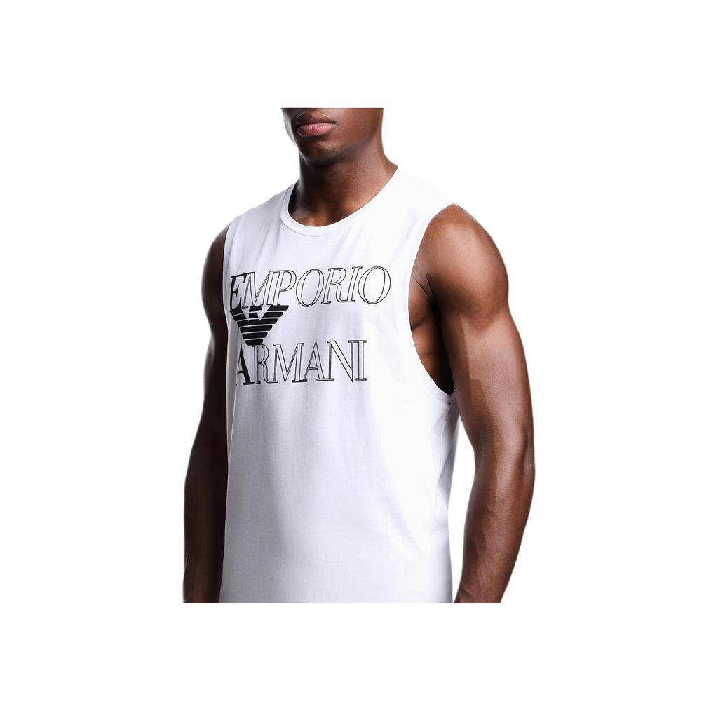 Emporio Armani Хлопковый Жилет без Рукавов с Принтом Логотипа и Круглым Вырезом Мужские Топы EM000572-AF20434-U0002