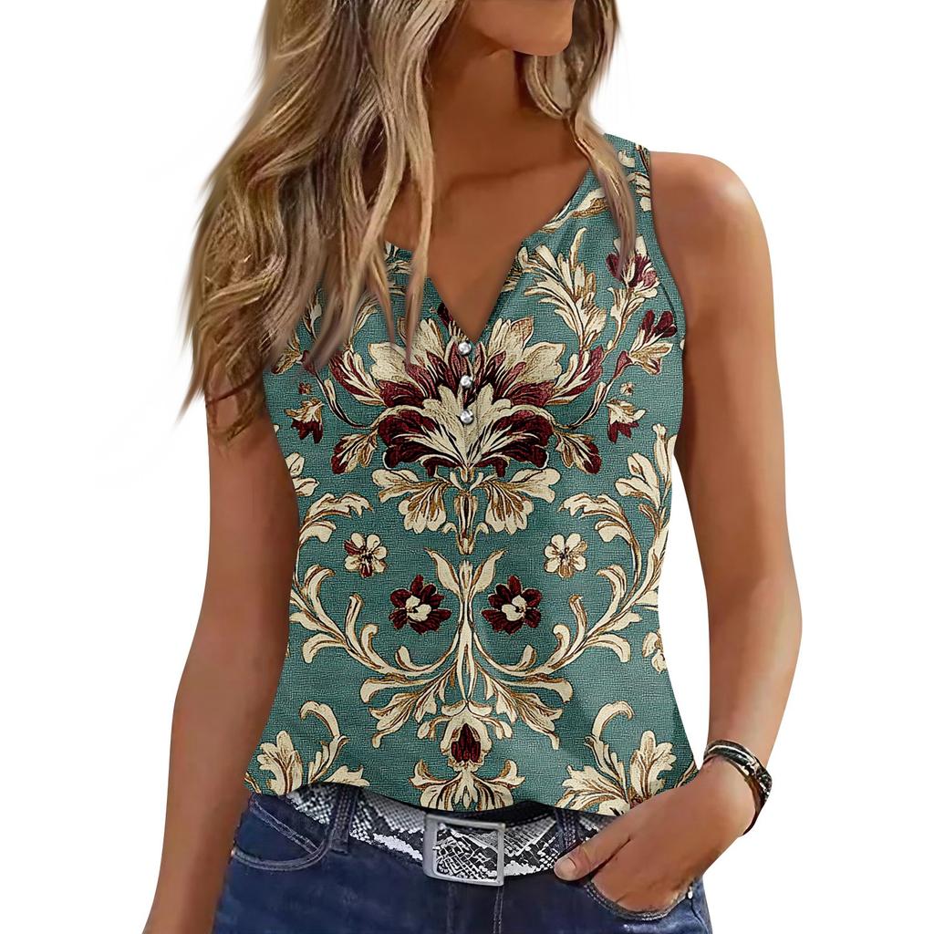 Женский повседневный жилет без рукавов с принтом и V-образным вырезом