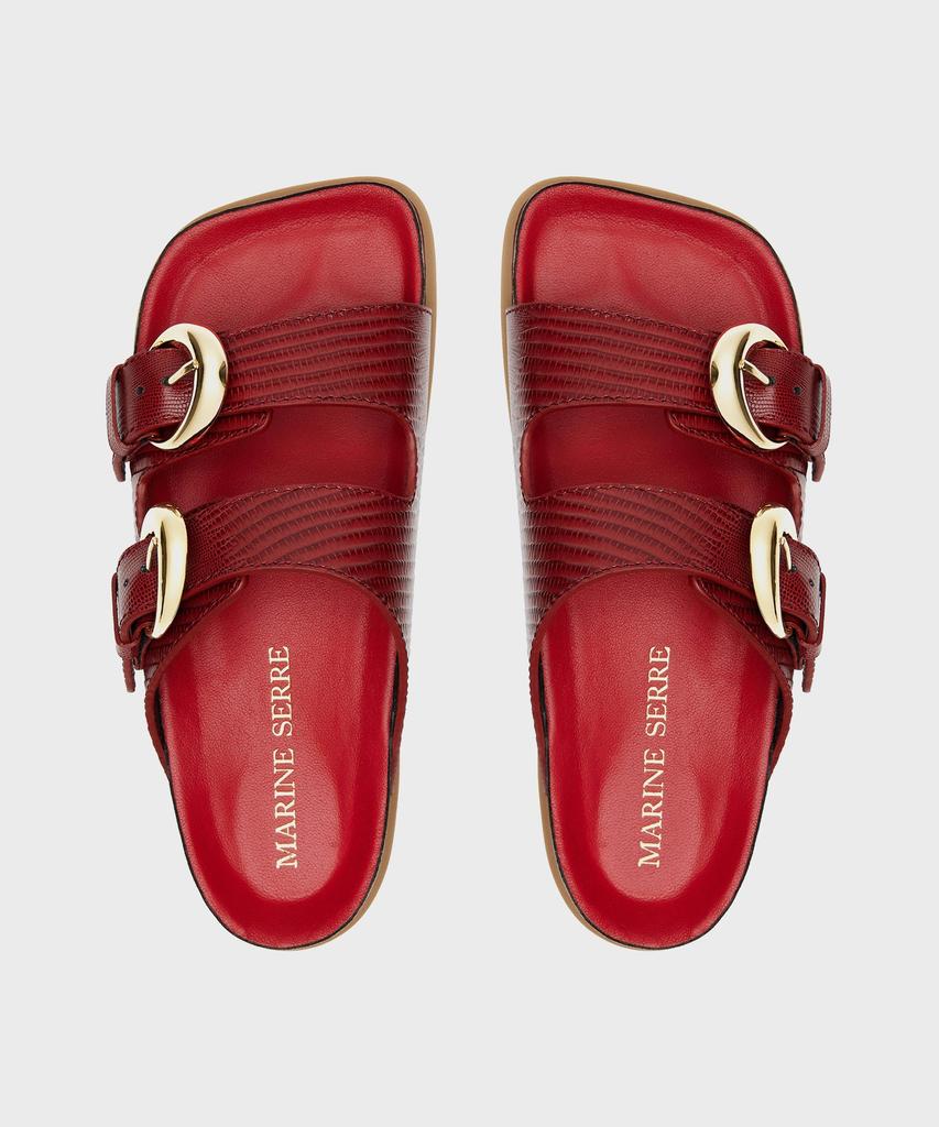 Marine Serre (M) Men'S Lizard Printed Leather Ms Slide Red Lizard Printed Leather Ms Slide Rd10 Red
