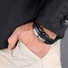 Fashion Stainless Steel Charm Men Bracelet Clasp Braided Mutilayer Leather Wrapping Punk Bangles Man Jewelry  BB0999