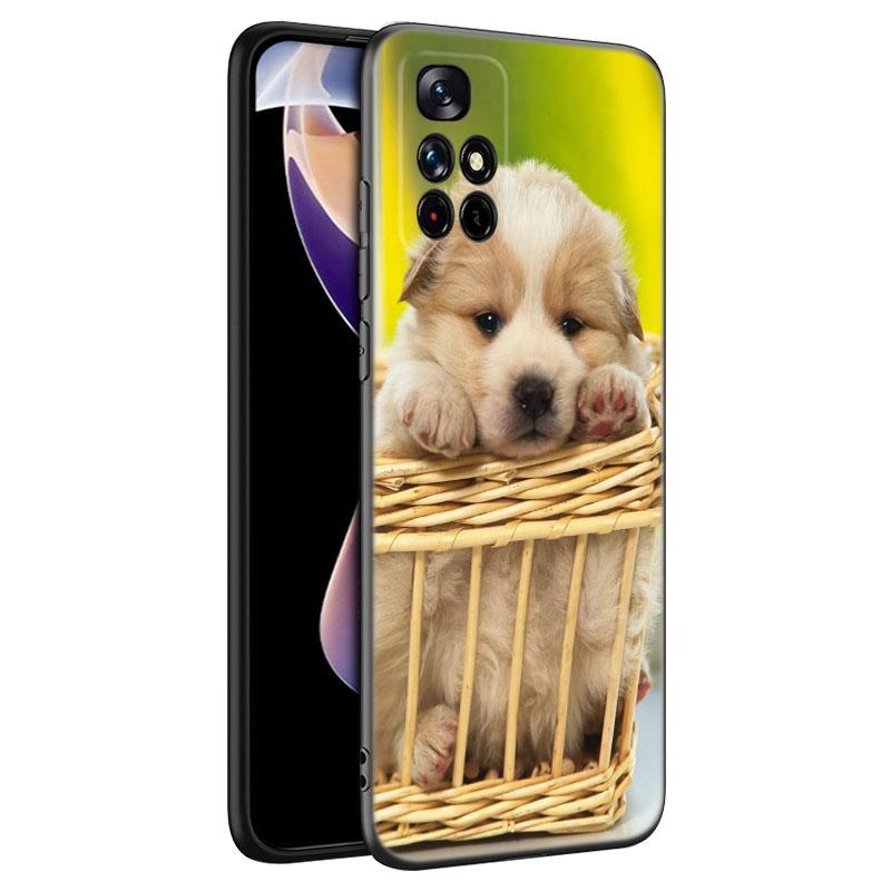Милый щенок черный силиконовый чехол для телефона Xiaomi Redmi Note 10 11 11S 12 13 4G 8 9 11T Pro 5G Plus 8T 9S 10S 12S
