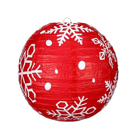 Бумажный фонарик Снежинка Красный Зеленый Рождественский Подвесной Круглый Фонарик Украшение для Внутреннего Наружного Декора Праздничные Вечеринки Принадлежности