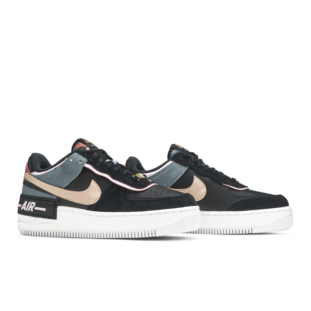 Nike Женские Air Force 1 Shadow 'Черный Свет Арктический Розовый' (женские размеры) Черный / Светло-арктический розовый / Красно-глиняный / Металлический красно-бронзовый