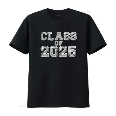 Выпуск 2025 года Дата выпускного из старшей школы Футболка для выпускника винтажная Стильная с графикой Унисекс Дышащая дизайнерская одежда