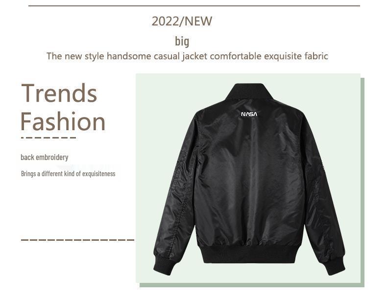 Мужская лётная куртка NASA однотонная - Повседневная, тонкая, модная спортивная куртка
