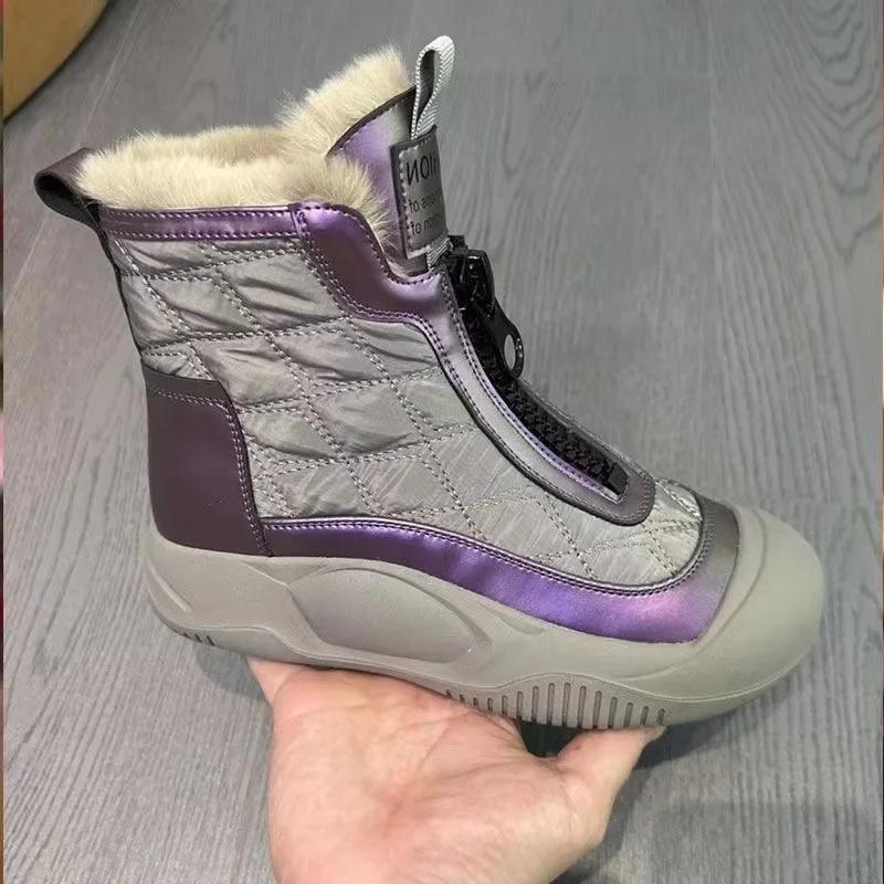 Зимние женские сапоги, плюшевые теплые высокие зимние сапоги 2025 года, новые студенческие корейские увеличивающие рост нескользящие холодные хлопковые туфли