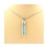 Stones and Minerals. Raw Neon Blue Apatite Necklace. Tube Model. Color Silver.