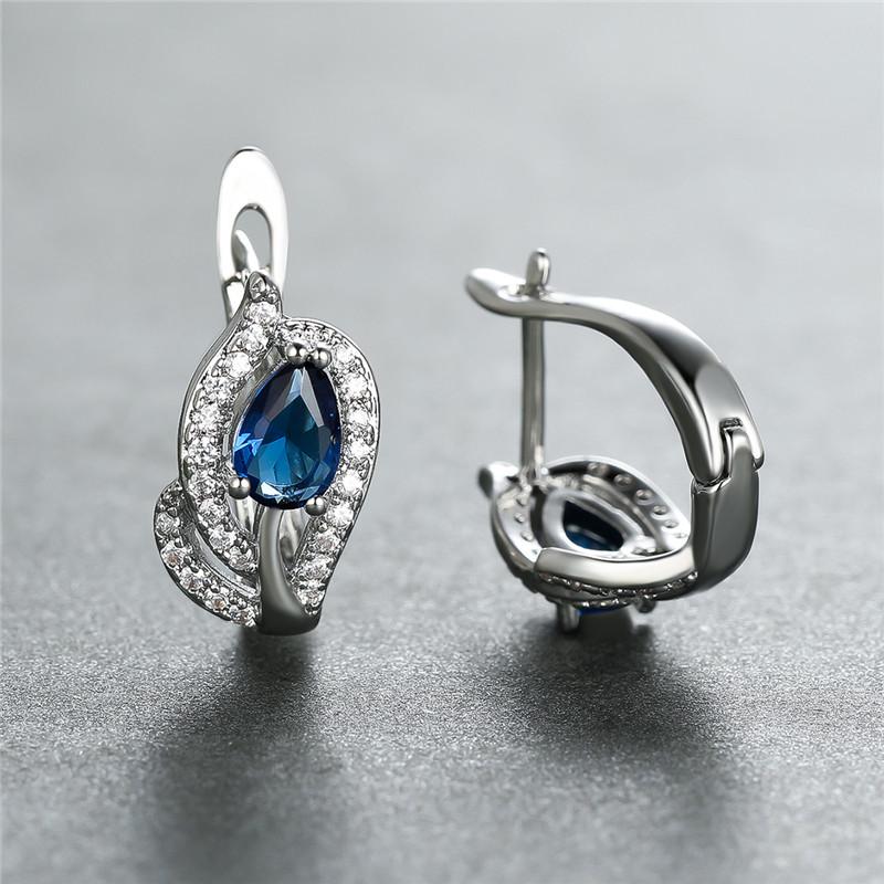 Изысканные женские украшения с каплями воды, красивые красные, синие, фиолетовые каменные серьги, серьги-кольца, романтический подарок на день святого валентина