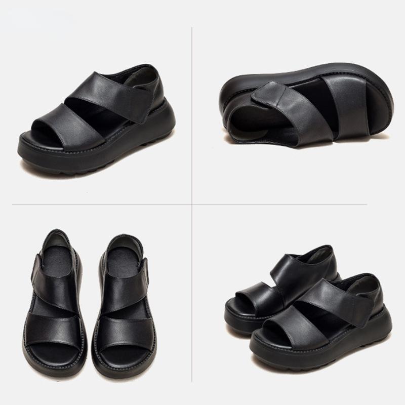 Johnature Женские сандалии на толстой подошве с открытым носком, туфли на платформе, винтажные удобные сандалии из натуральной кожи