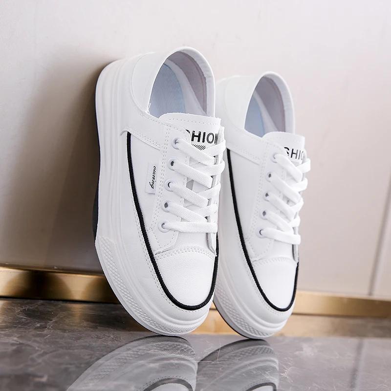 Женская обувь, летняя, новая, оригинальная, на толстой подошве, маленькие белые туфли, американская модная повседневная обувь для женщин