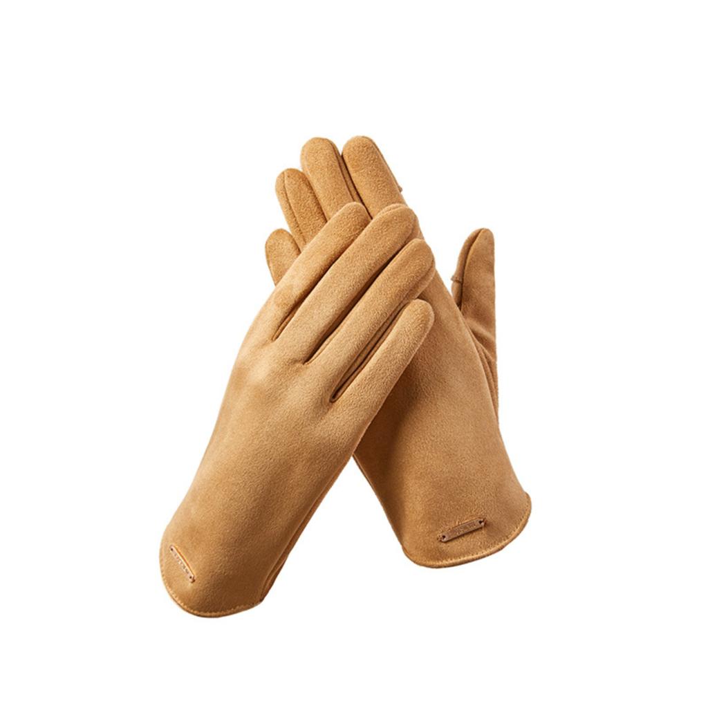 Теплые замшевые перчатки для женщин, плюс бархатные перчатки для езды на велосипеде и вождения на открытом воздухе, ветрозащитные зимние перчатки с сенсорным экраном