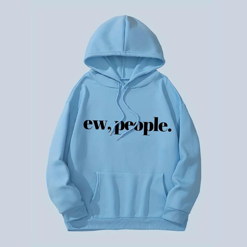Женские повседневные худи с капюшоном и длинными рукавами, с большим карманом, с принтом букв EW.PEOPLE