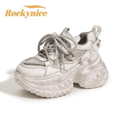 Женские летние кроссовки из синтетической микрофибры и сетки 10 см, на массивной вулканизированной подошве, в стиле ретро, смешанной расцветки, спортивные, папины кроссовки