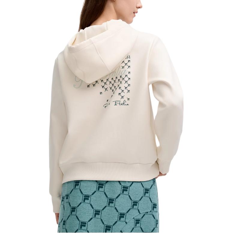 Fila Fashionable Casual Knitted Hoodie Women Hoodies Cloud-Mushroom-White F11W518206FWT