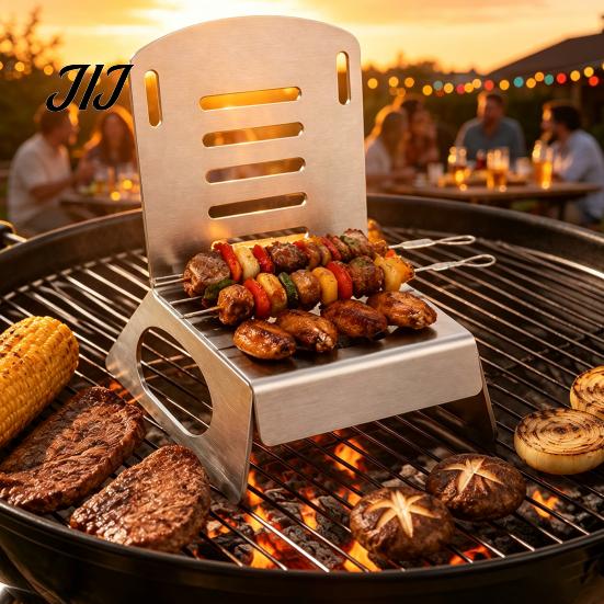 Portable Barbecue Tool Stainless Steel Chair Chicken Roaster Rack, Metal Vertical Stand for Shaped Whole And Vegetables, Outdoor Cooking Camping Party