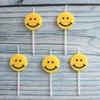 New Korean Ins Birthday Candles 5 Yellow Smiling Cartoon Cute Creative Party Decoration Candles