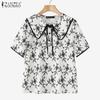 Женская летняя свободная повседневная блузка с коротким рукавом и принтом