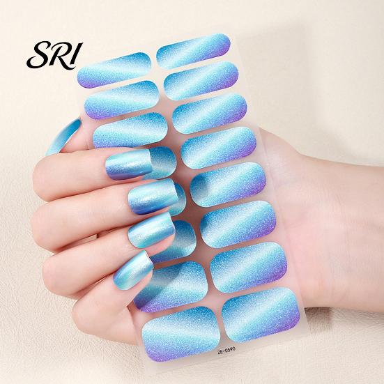 Glitter Nail Stickers Polish Strips with File Easy Apply Remove Self Adhesive Women Home Manicure Decals Full Sticker DIY Art Decoration Wrap Reusable