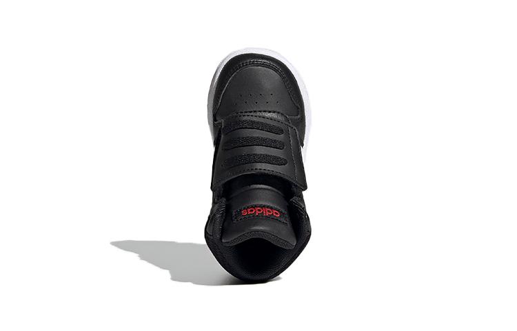 adidas Neo Hoops 2.0 Mid Кожаные Дышащие Средние Винтажные Баскетбольные Кроссовки Черно-Бело-Красные Для Малышей и Малышей FY9291