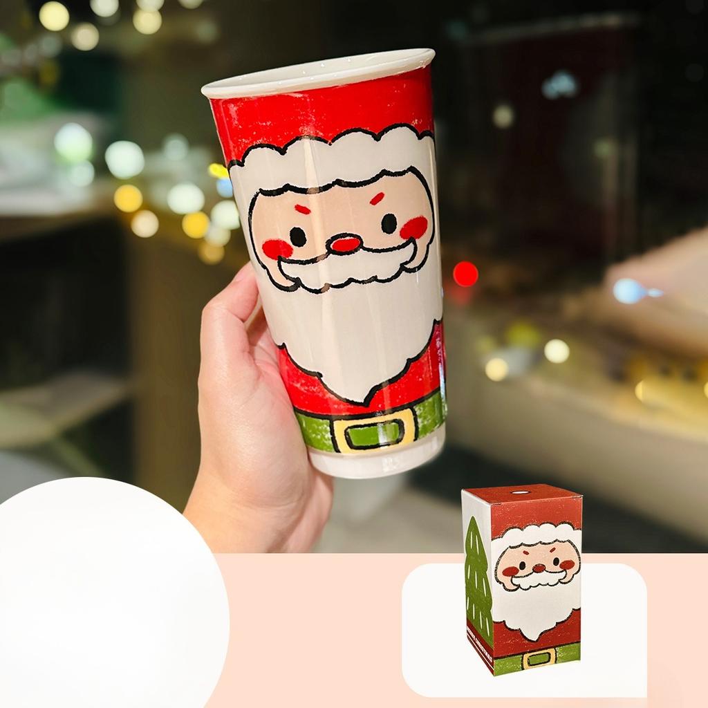 Мультяшная керамическая кружка Санта-Клауса, милая рождественская кружка со снеговиком, подарок для друзей, сувенир