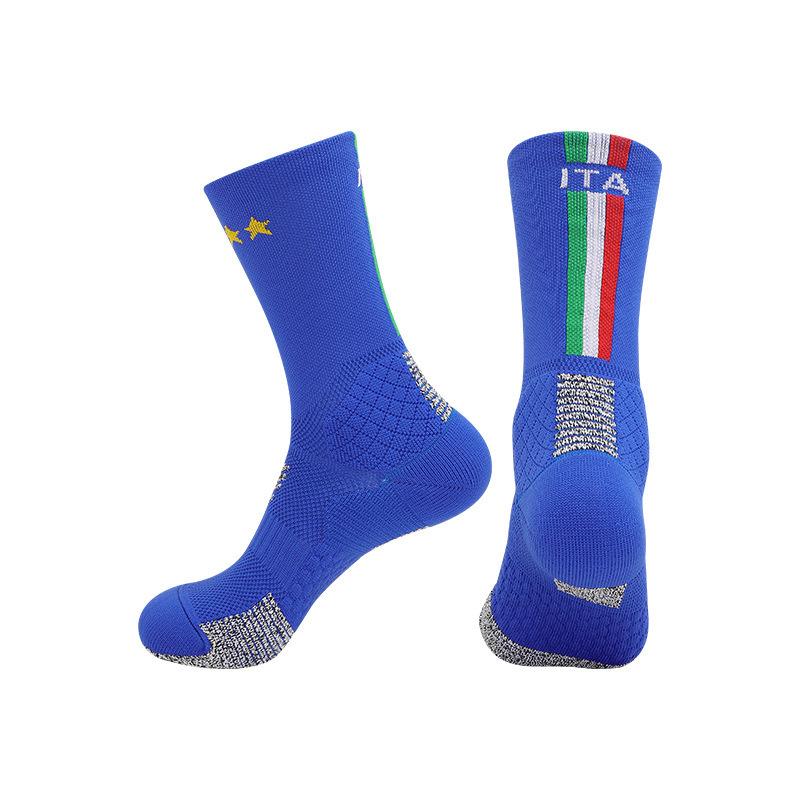 World Cup football socks professional game team training socks non-slip sweat-absorbing medium tube star fan number towel bottom