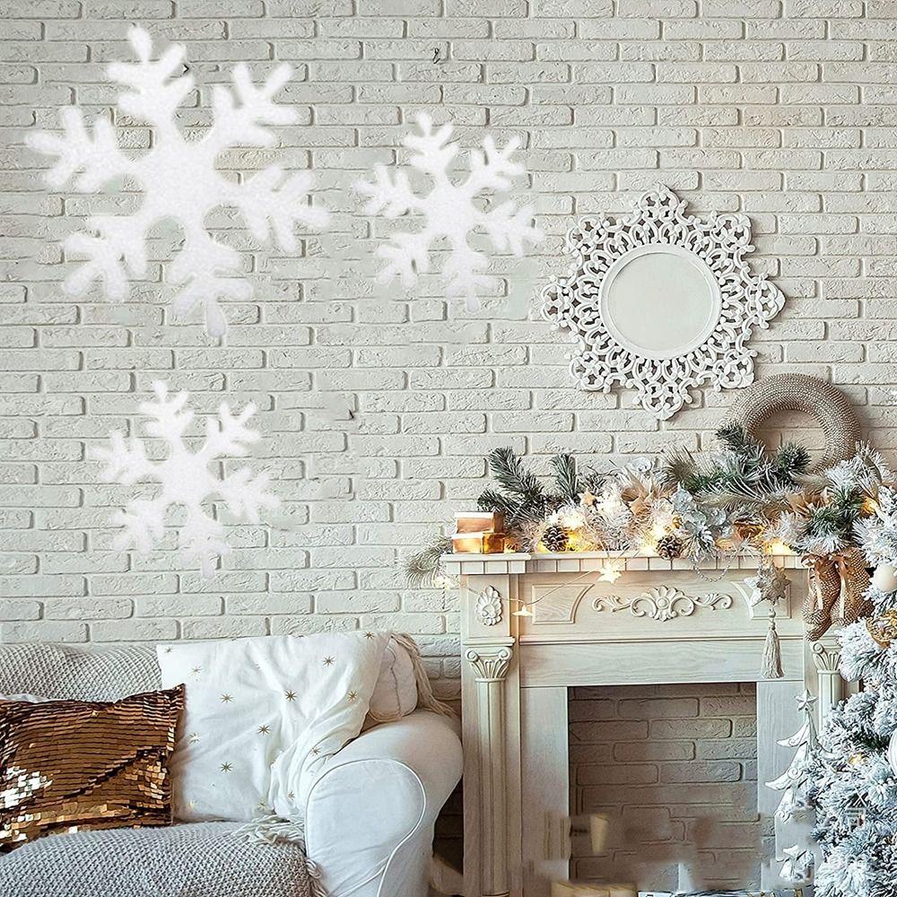 6Pcs Large Foam Snowflake White Christmas Snowflakes Ornaments Creative Xmas Tree Pendants Garlands