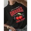 Summer Round Neck 3D Cherry Print Top Fashionable Casual Short Sleeved Women's T-shirts