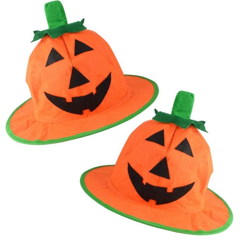 Cute Non-woven Fabric Pumpkin Plush Hat Comfortable Soft Headgear Novelty Round Halloween Cap Party Decor