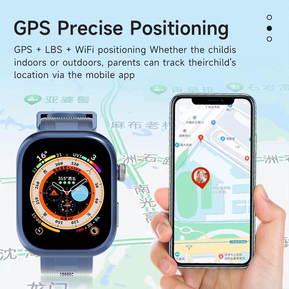 Новые детские умные часы 4G SIM-карта, аккумулятор 1050 мАч, GPS, умные часы-телефон для школьников, 1 ГБ + 16 ГБ, Wi-Fi, видеозвонок, часы для детей