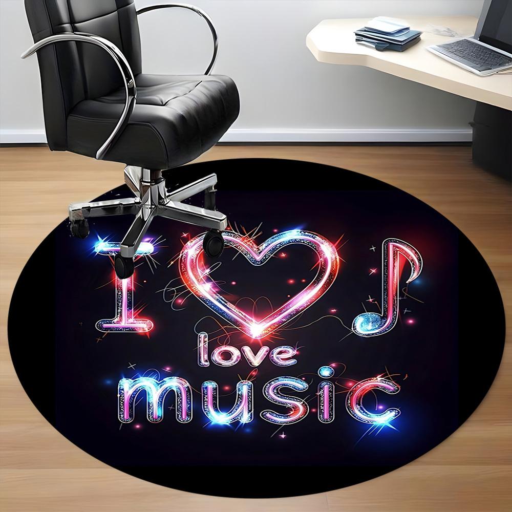 1pc Love Music Heart Chair Carpet for Office, Soft, Non-Slip Polyester Mat, Office, Living Room, Bedroom, Durable Polyester yy251207193