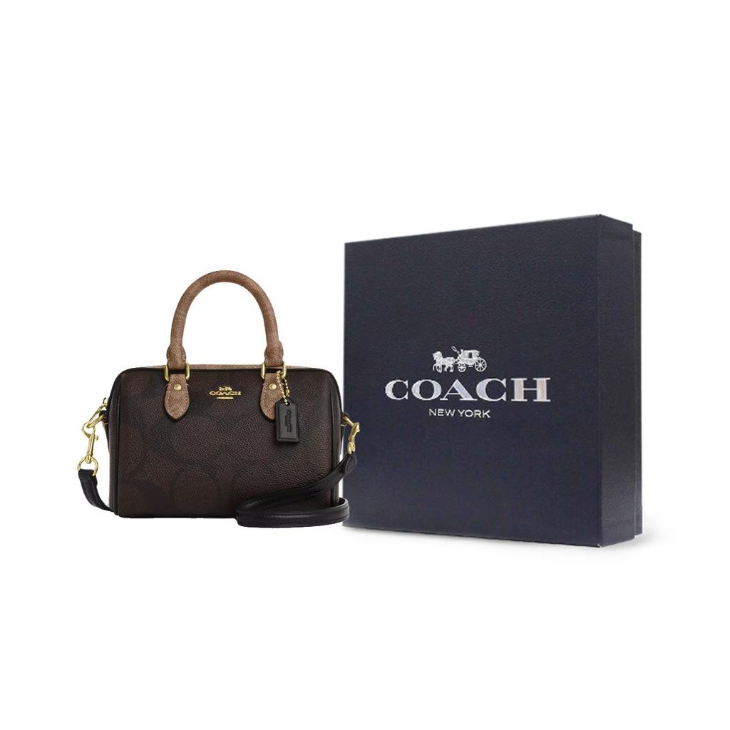 Coach Роуэн 18 Кожаная сумка через плечо с верхним клапаном Маленькие женские сумки Коричневый CAB16-IMXI8
