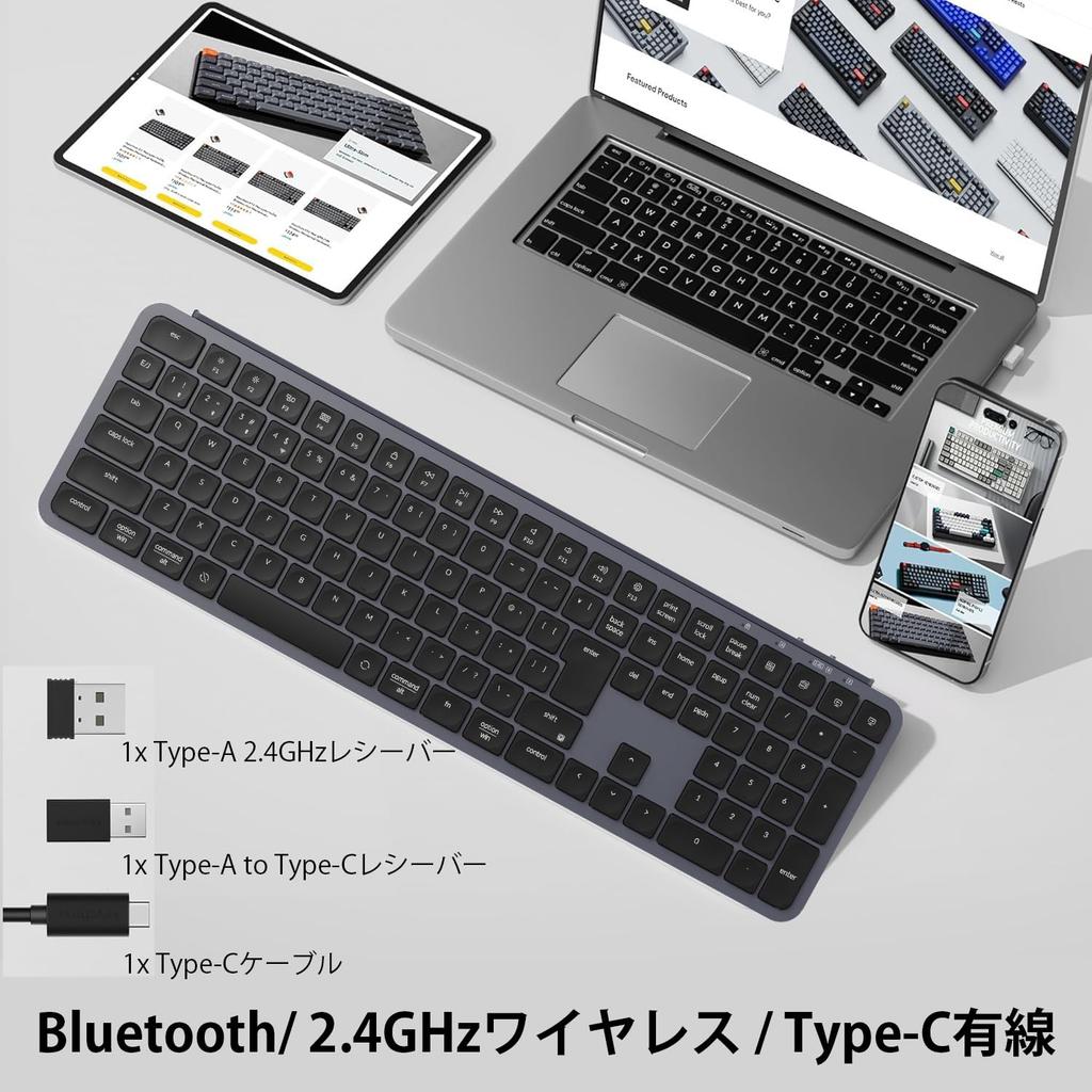 Keychron B6 Pro Wireless with Numeric ZMK Scissor Long Compatible with and Linux No Kana JIS Ultra-Slim Keyboard, Full-Size, Keypad, Customization,