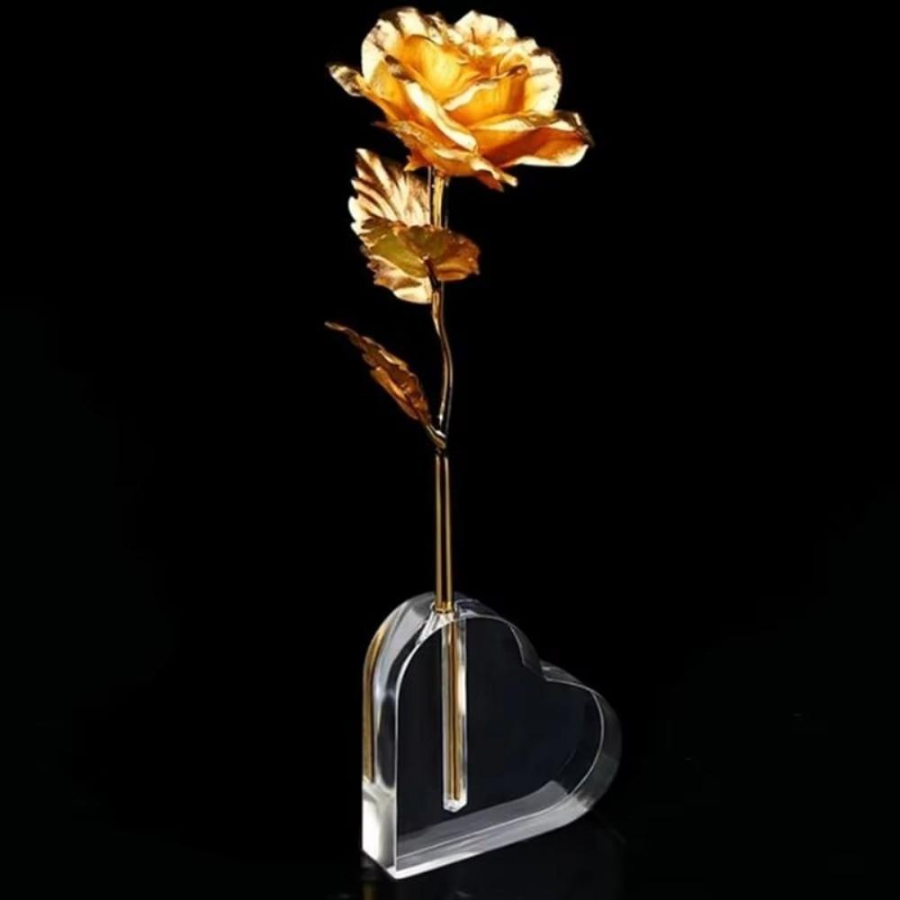 Acrylic Rose Base Clear Rose Heart Shaped Base Creative Flower Seat Desktop Ornament Vase
