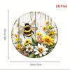 Rustic Bee & Flower Sign. Aluminum Wall Plaque with Country Style for Home, Office or Garden.
