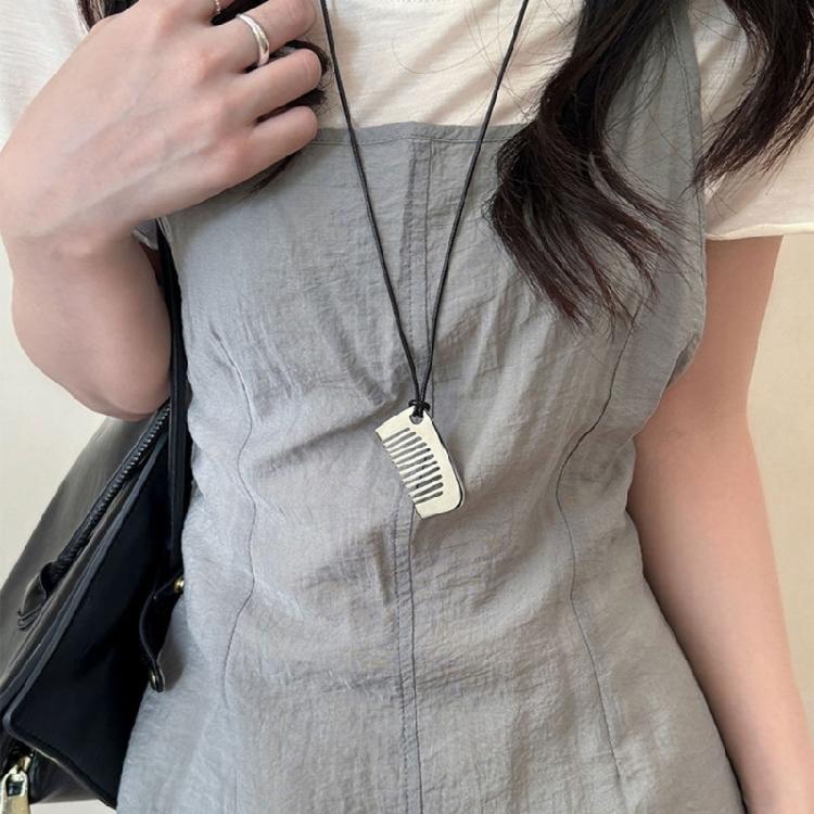Современное ожерелье из сплава в форме расчески, полированная отделка, цепочка для ключицы, повседневный модный аксессуар