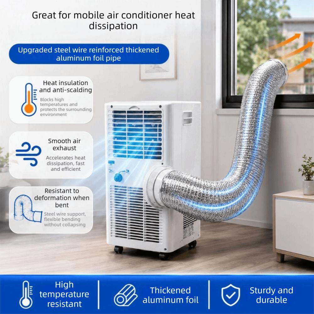 Aluminum Foil Air Conditioner Duct Heavy Duty AC Exhaust Hose Replacement Tube Apartment Rental