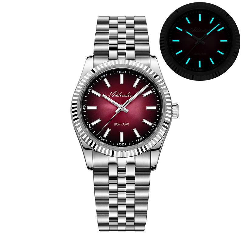 ADDIESDIVE New Men's Quartz Watch VH31 Stainless Steel 100m Waterproof Sapphire Super Luminous Luxury Gradient Men Diver Watches
